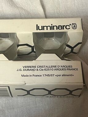Vintage Old stock 1980s Luminarc Hexagonal Glasses Set - 6 total